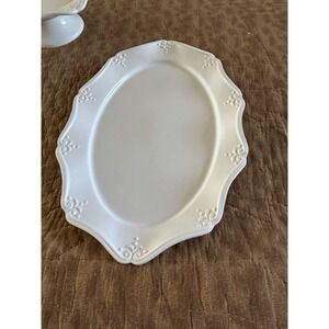 Ceriart  White Scalloped Edge Scroll Platter Tray 16.75 x 8 Made in Portugal